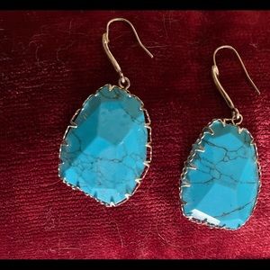 Costume faux turquoise and silver pierced earrings